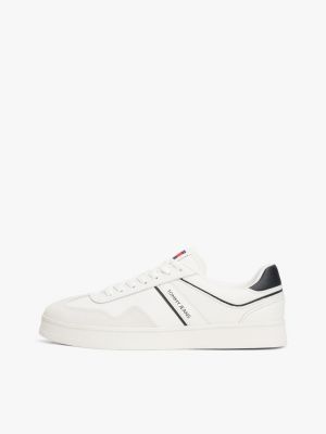 white the greenwich suede detail trainers for men tommy jeans