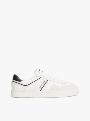 white the greenwich suede detail trainers for men tommy jeans