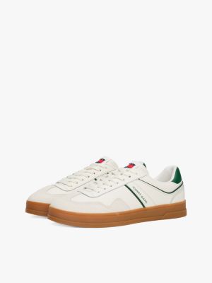 white the greenwich suede detail trainers for men tommy jeans