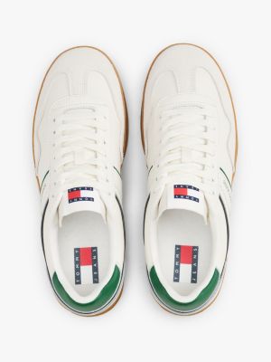 white the greenwich suede detail trainers for men tommy jeans