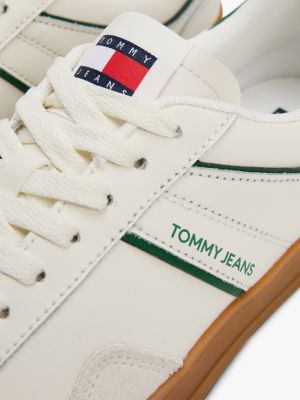 white the greenwich suede detail trainers for men tommy jeans