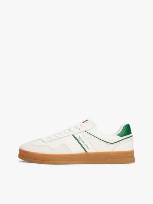 white the greenwich suede detail trainers for men tommy jeans