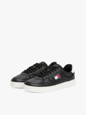 black the greenwich leather trainers for men tommy jeans