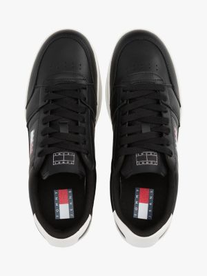 black the greenwich leather trainers for men tommy jeans