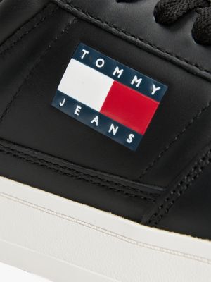 black the greenwich leather trainers for men tommy jeans