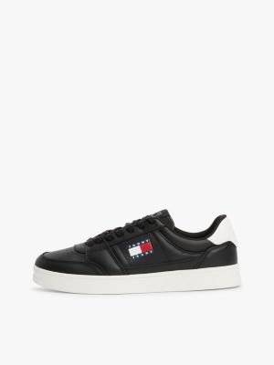 black the greenwich leather trainers for men tommy jeans