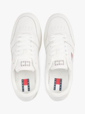 sneakers the greenwich essential in pelle bianco da uomini tommy jeans