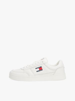 white the greenwich leather trainers for men tommy jeans