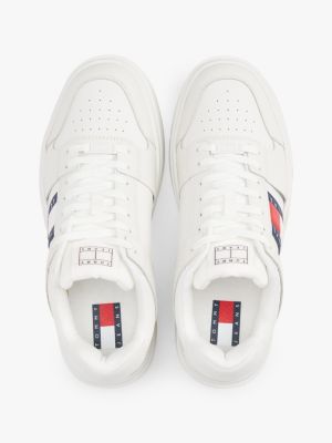 baskets the brooklyn en cuir beige pour hommes tommy jeans