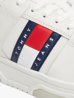 baskets the brooklyn en cuir beige pour hommes tommy jeans