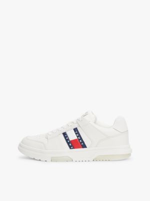 baskets the brooklyn en cuir beige pour hommes tommy jeans