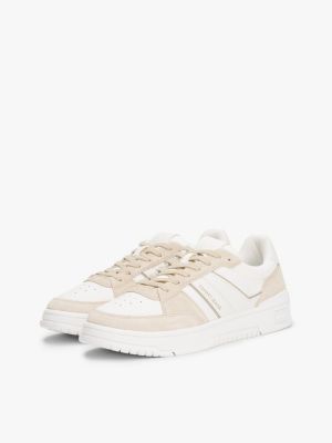 beige suede mix cupsole trainers for men tommy jeans