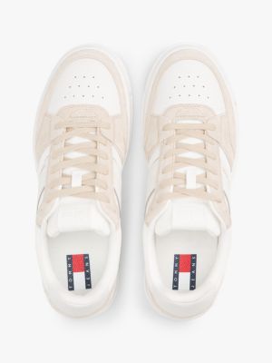 beige suede mix cupsole trainers for men tommy jeans