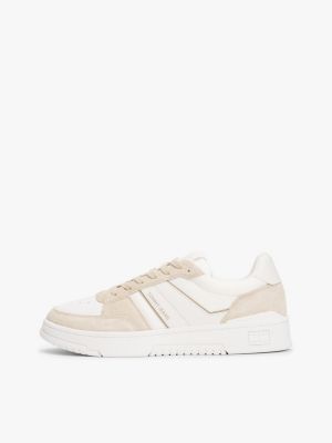 beige suede mix cupsole trainers for men tommy jeans