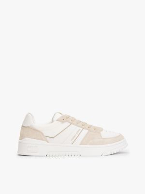 beige suede mix cupsole trainers for men tommy jeans