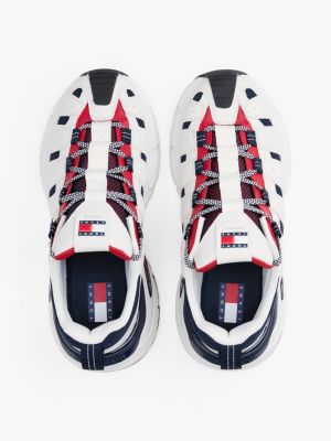 baskets crantées archive multitextures blanc pour hommes tommy jeans