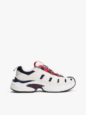 white archive mixed texture cleat trainers for men tommy jeans