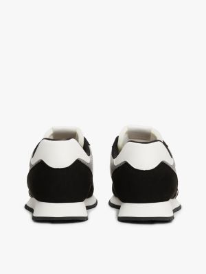 black logo mixed texture trainers for men tommy jeans
