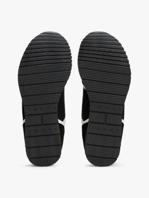 black logo mixed texture trainers for men tommy jeans
