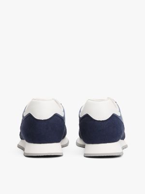 blue logo mixed texture trainers for men tommy jeans