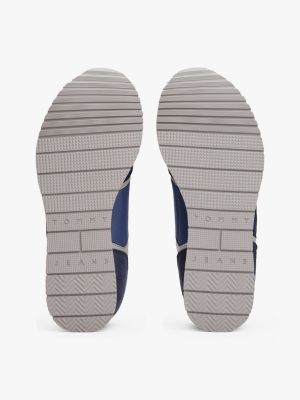 blue logo mixed texture trainers for men tommy jeans