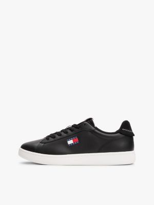 black archive leather mix court trainers for men tommy jeans