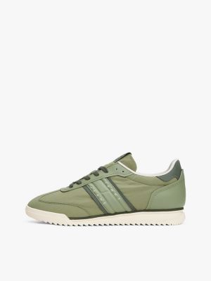 green mixed texture cleat trainers for men tommy jeans