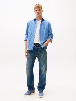 blue mixed texture cleat trainers for men tommy jeans