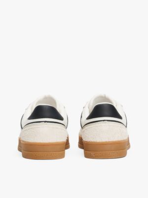 white the greenwich leather mixed texture trainers for men tommy jeans