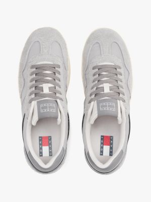 grey the greenwich leather mixed texture trainers for men tommy jeans