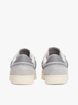 grey the greenwich leather mixed texture trainers for men tommy jeans