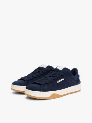 multi logo suede trainers for men tommy jeans