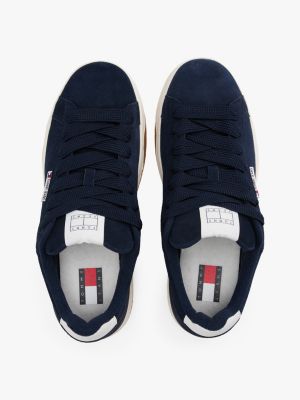 multi logo suede trainers for men tommy jeans