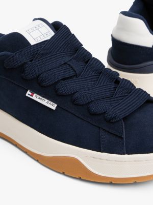 multi logo suede trainers for men tommy jeans