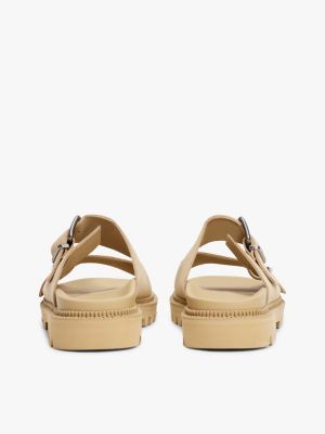 sandales crantées en daim à double bride beige pour hommes tommy jeans