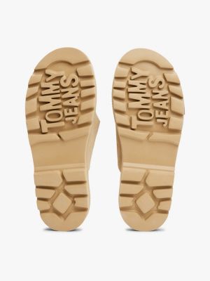 sandales crantées en daim à double bride beige pour hommes tommy jeans