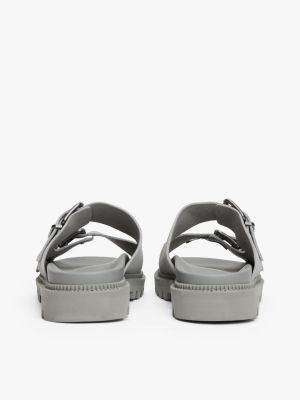 sandales crantées en daim à double bride gris pour hommes tommy jeans