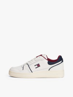 sneakers rétro stile basket con suola spessa bianco da uomini tommy jeans