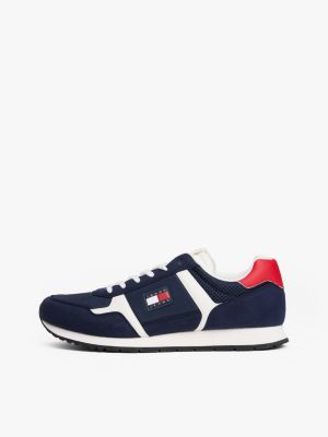 blue mixed texture trainers for men tommy jeans
