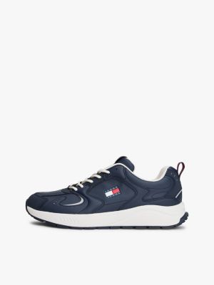 niebieski buty sportowe z protektorem z mieszanki skóry dla mężczyźni - tommy jeans
