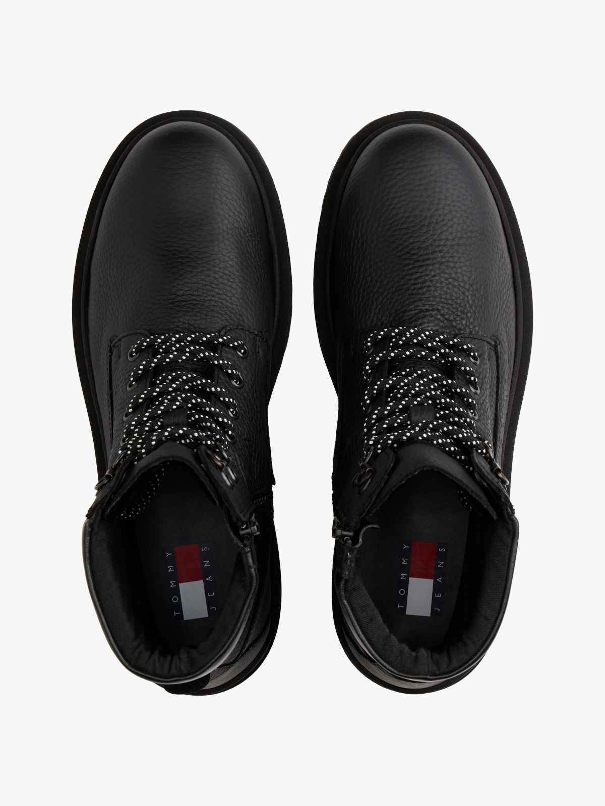 Cleat Leather Lace-Up Boots — Black