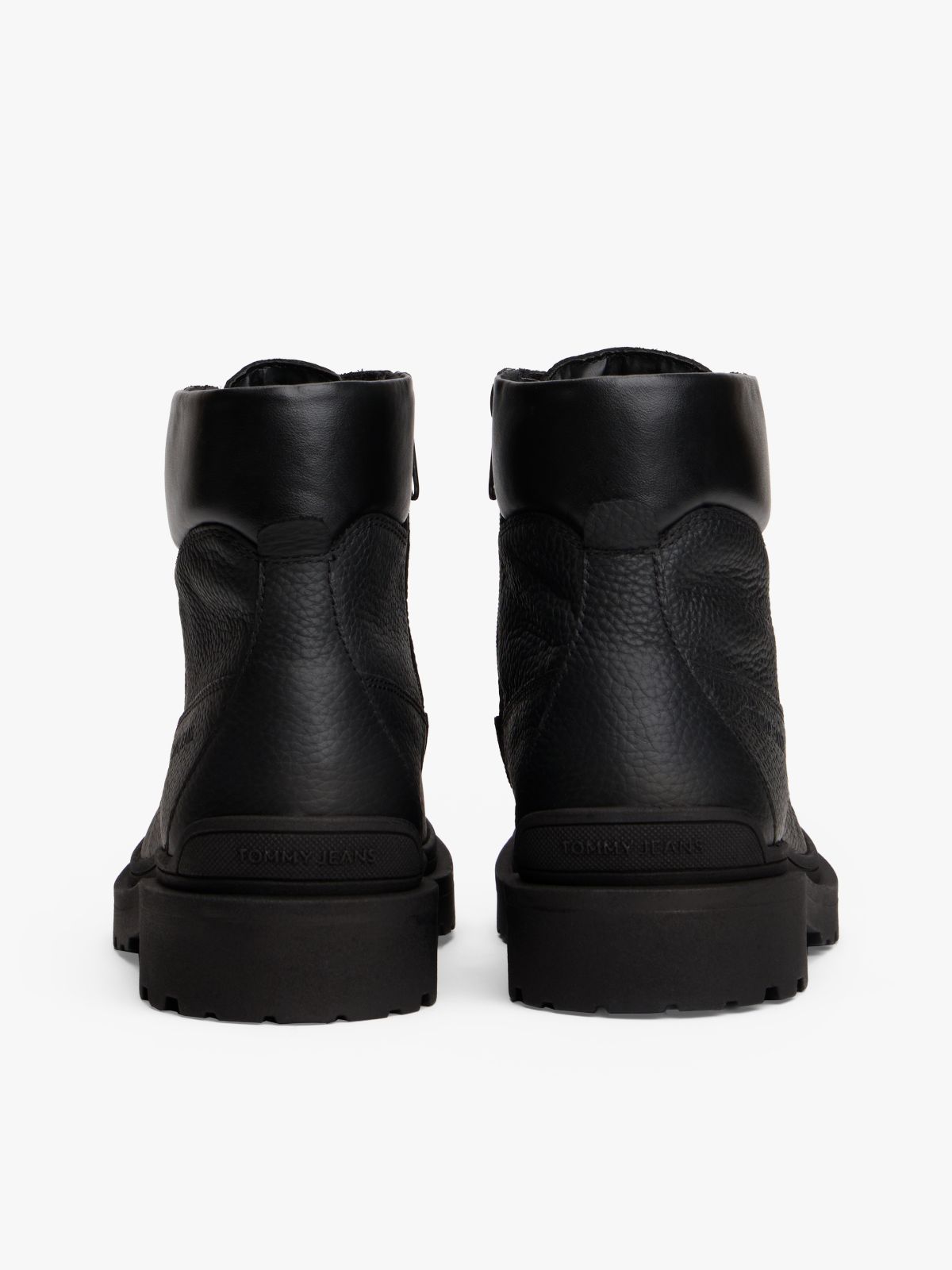 Cleat Leather Lace-Up Boots — Black