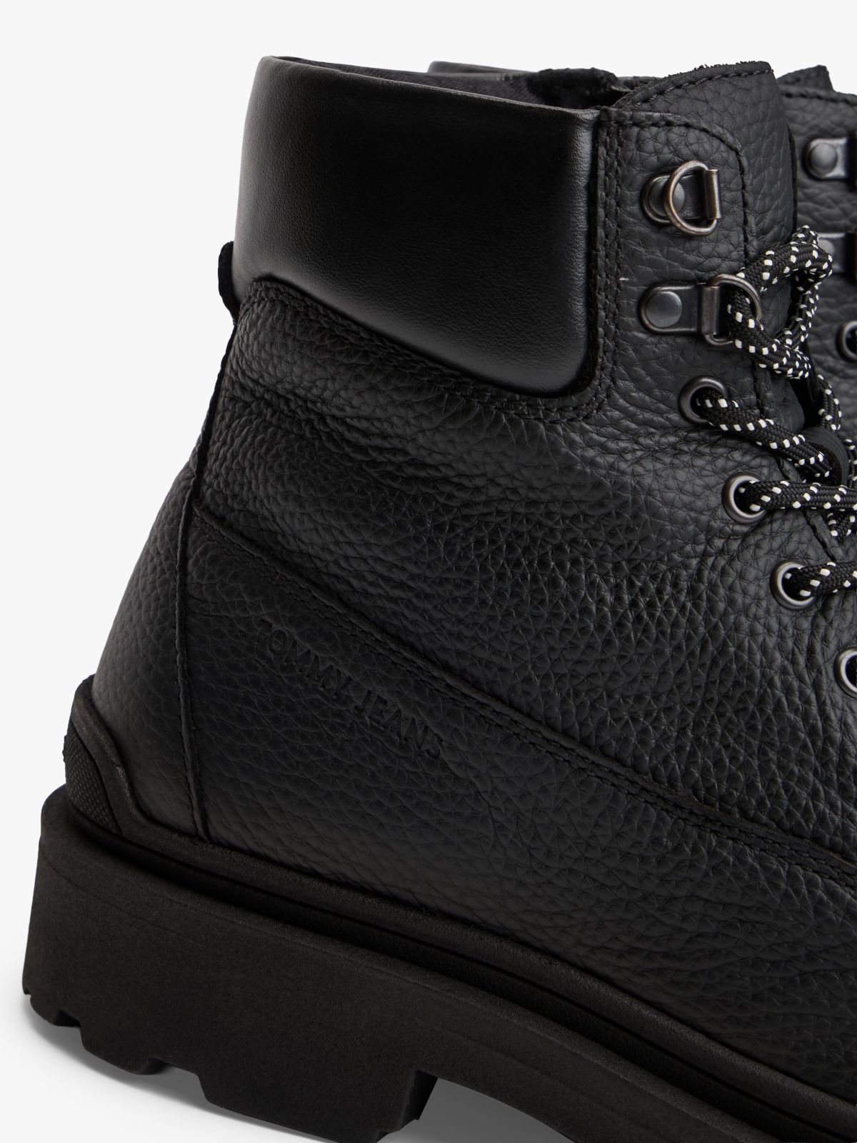 Cleat Leather Lace-Up Boots — Black
