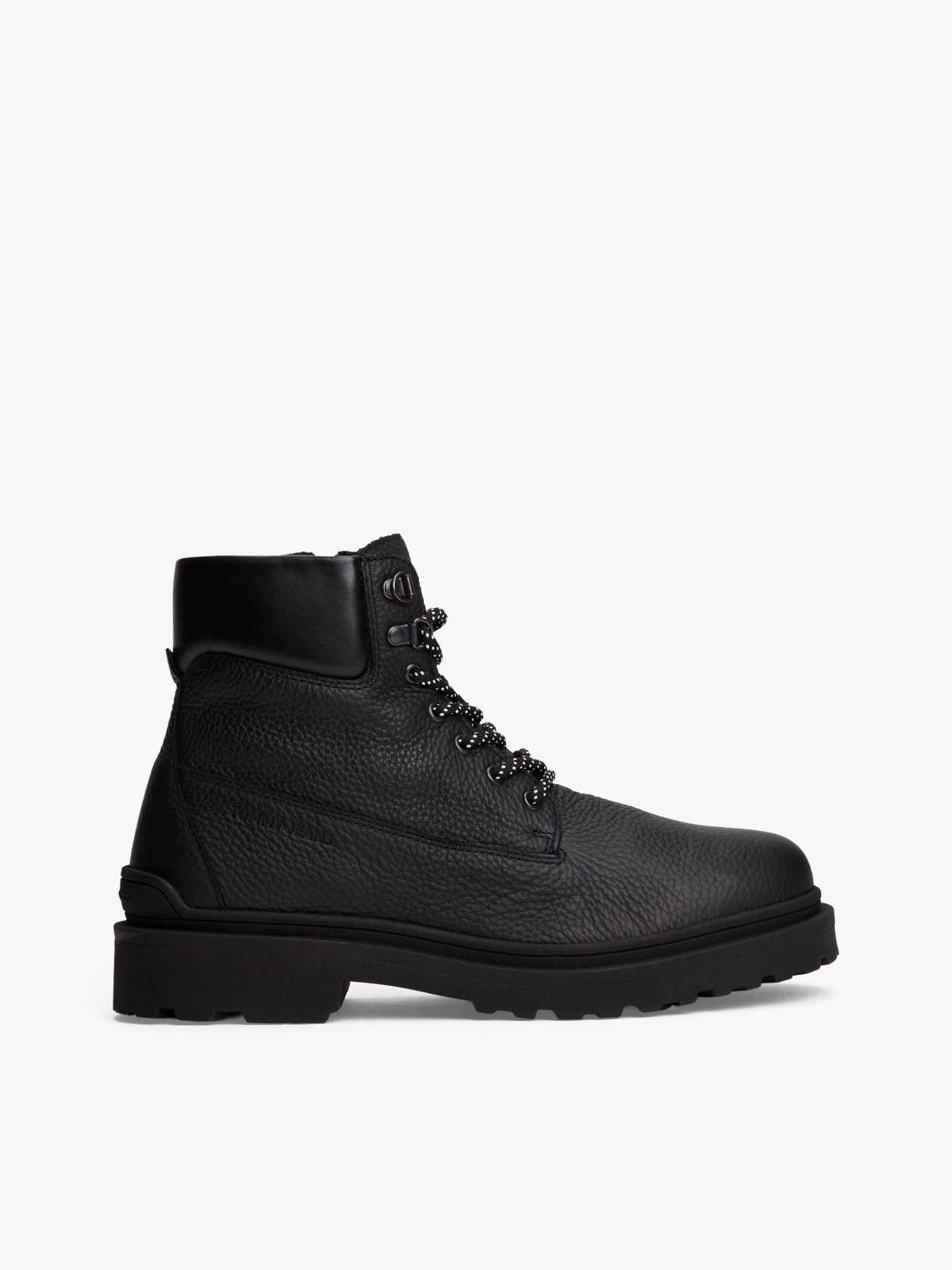 Cleat Leather Lace-Up Boots — Black