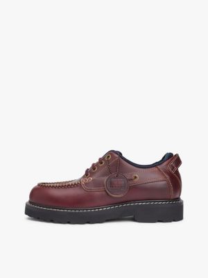 brown archive leather cleat boat shoes for men tommy jeans