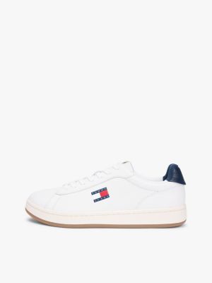 white archive court leather embossed trainers for men tommy jeans