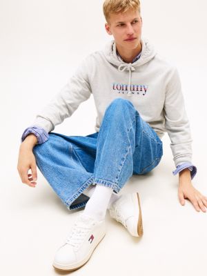 white archive court leather embossed trainers for men tommy jeans