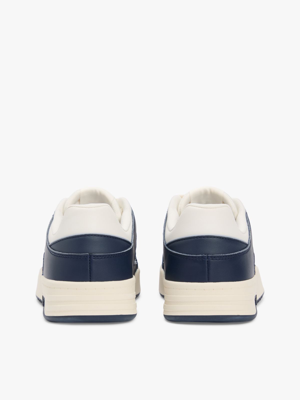 Leather Mixed Texture Cupsole Trainers — White
