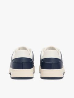 Leather Mixed Texture Cupsole Trainers — White 4