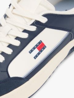 Leather Mixed Texture Cupsole Trainers — White 6